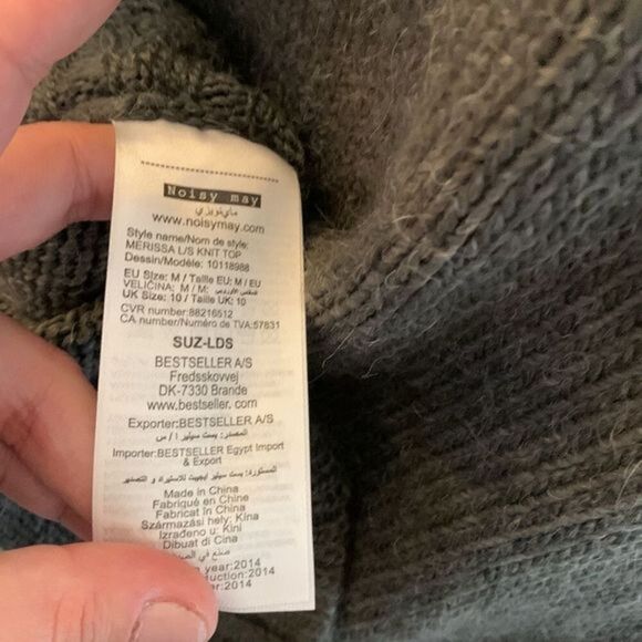 Noisy May Grey Knit Sweater with Faux Leather - Picture 8 of 8